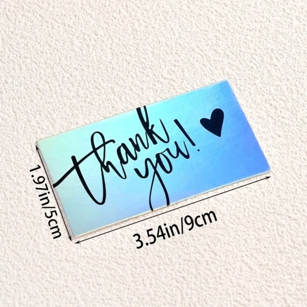 🔹️550 bundle piece 50 silver thank you cards +500 “Thank You”  silver Stickers